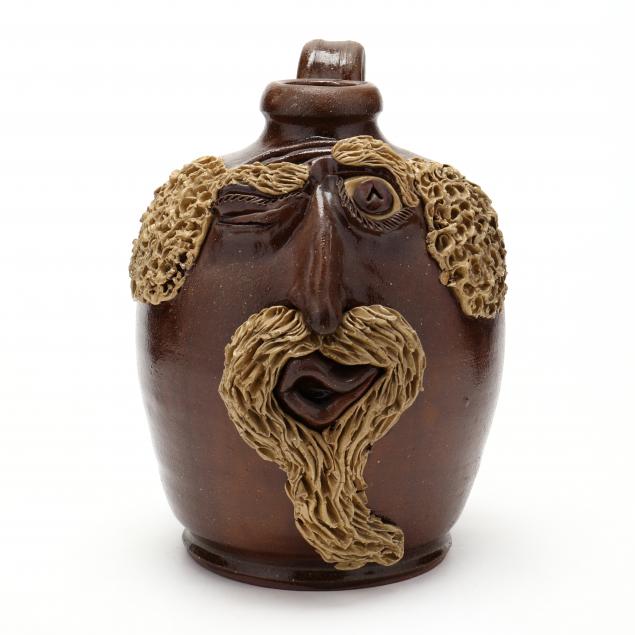 nc-folk-pottery-billy-ray-hussey-winking-face-jug-lamp-base