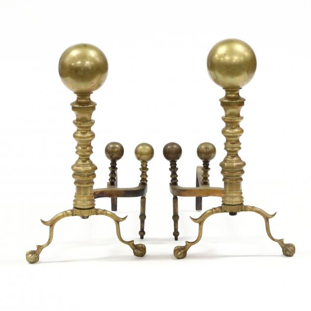 vintage-cannon-ball-finial-brass-andirons