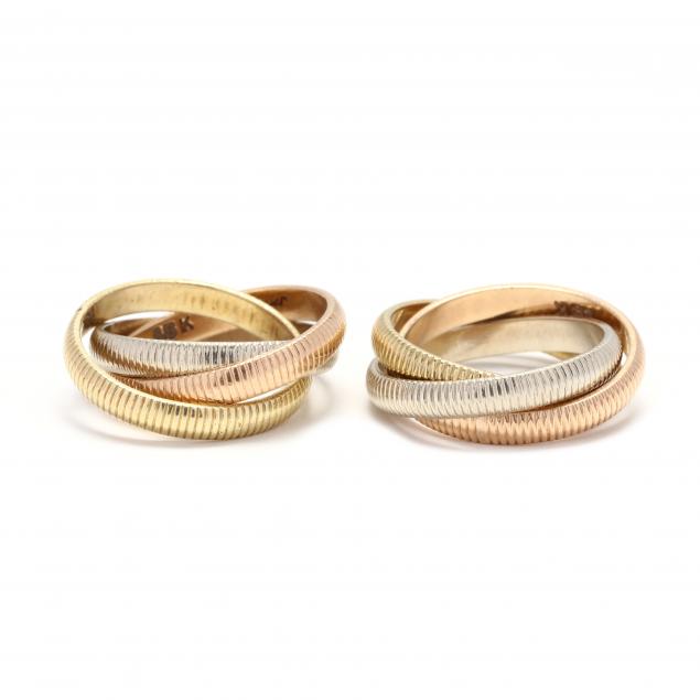 two-18kt-tri-color-gold-trinity-rings-cartier
