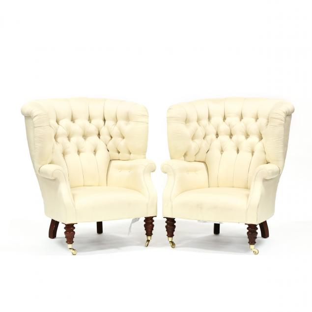 baker-pair-of-barrel-back-silk-upholstered-club-chairs