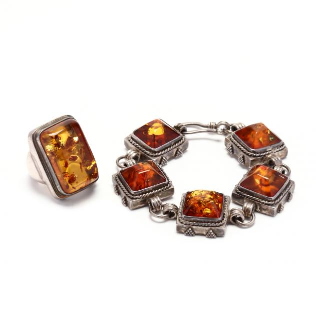 sterling-silver-and-amber-bracelet-and-ring-lori-bonn