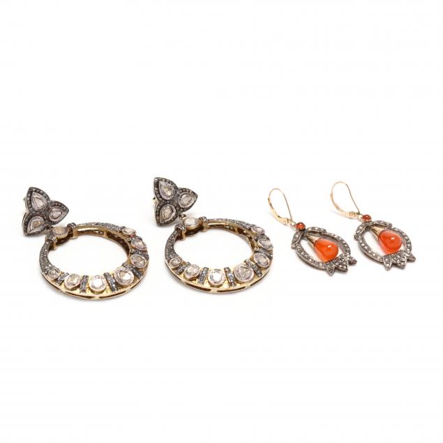 two-pairs-of-vintage-gem-set-earrings