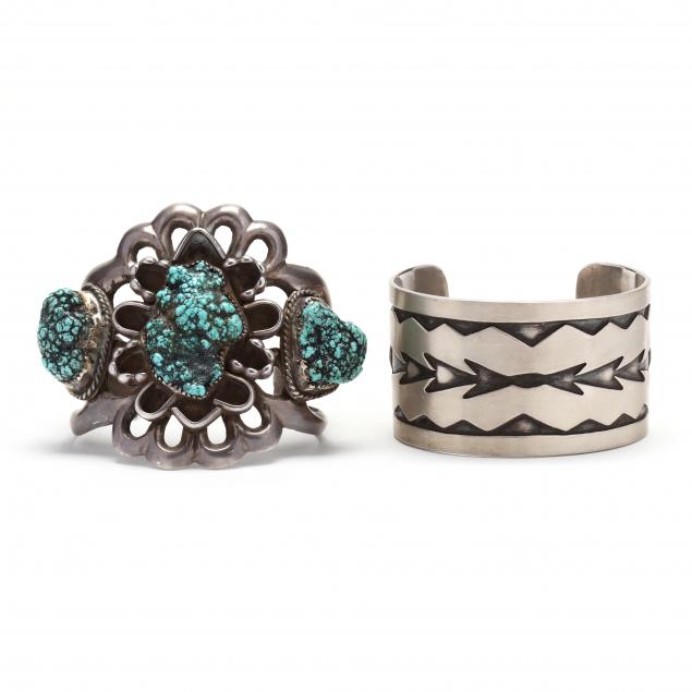 two-southwestern-silver-cuff-bracelets
