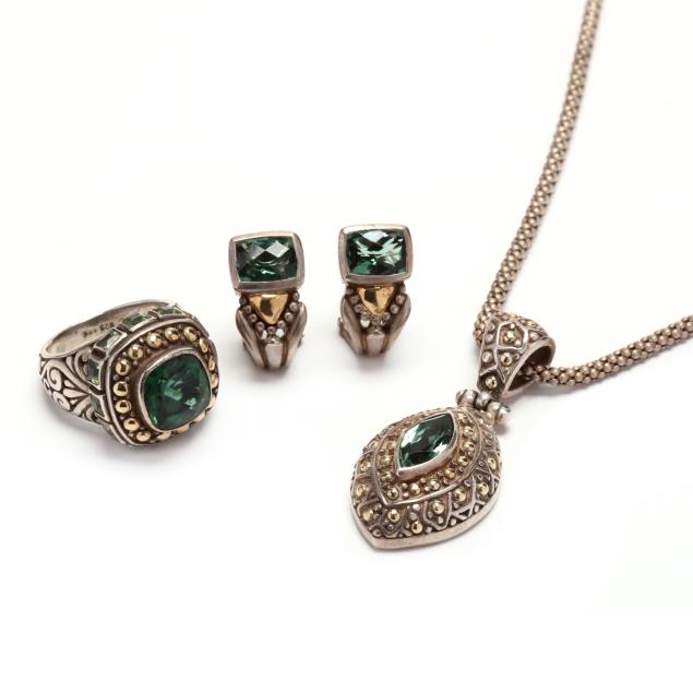 gold-and-sterling-silver-gem-set-jewelry-suite