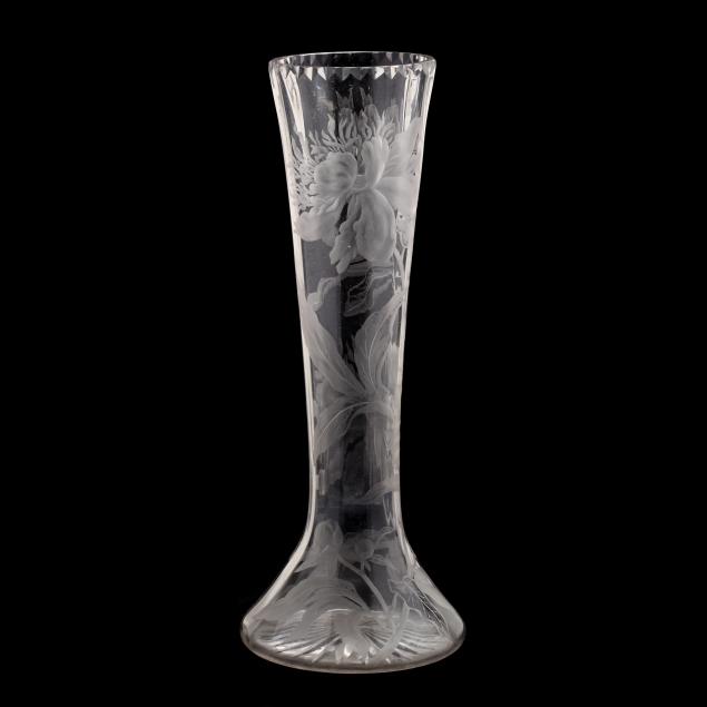 large-antique-french-engraved-glass-vase