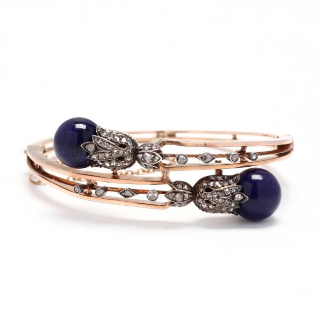 antique-silver-topped-gold-diamond-and-lapis-lazuli-bracelet