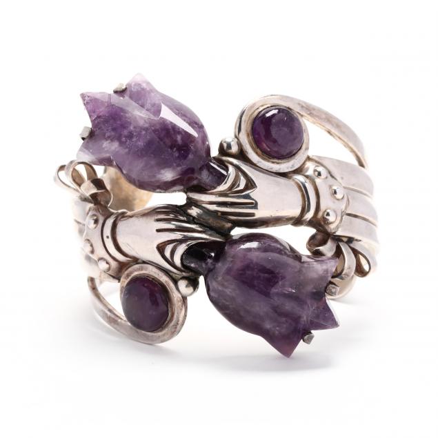 vintage-sterling-silver-and-amethyst-cuff-bracelet-plateria-rancho-alegre