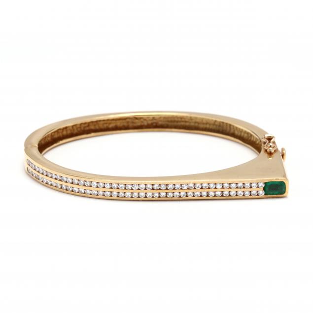 modernist-18kt-gold-gem-set-bangle-bracelet