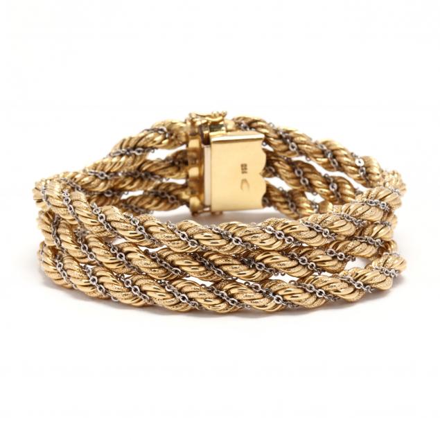 18kt-bi-color-gold-rope-bracelet