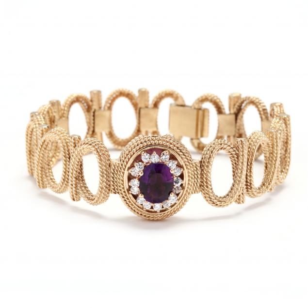 14kt-gold-amethyst-and-diamond-bracelet