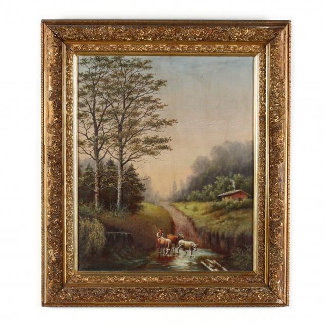 english-school-late-19th-century-riverside-pastoral-scene-with-cattle