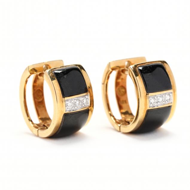 18kt-gold-black-onyx-and-diamond-earrings