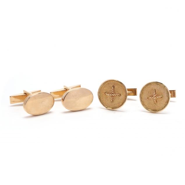 two-pairs-of-14kt-gold-cufflinks