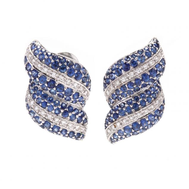 18kt-white-gold-sapphire-and-diamond-earrings