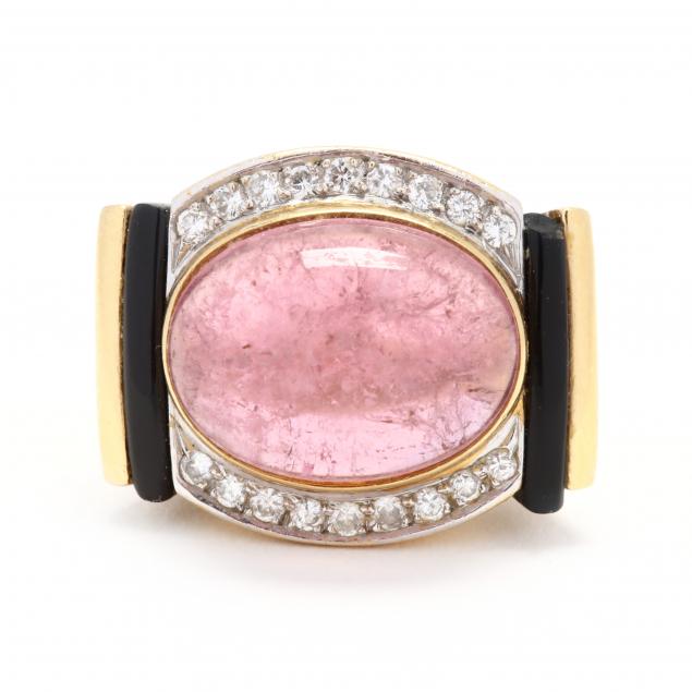 18kt-gold-pink-tourmaline-and-gem-set-ring