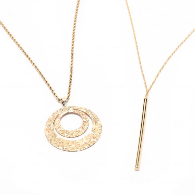 two-14kt-gold-pendant-necklaces