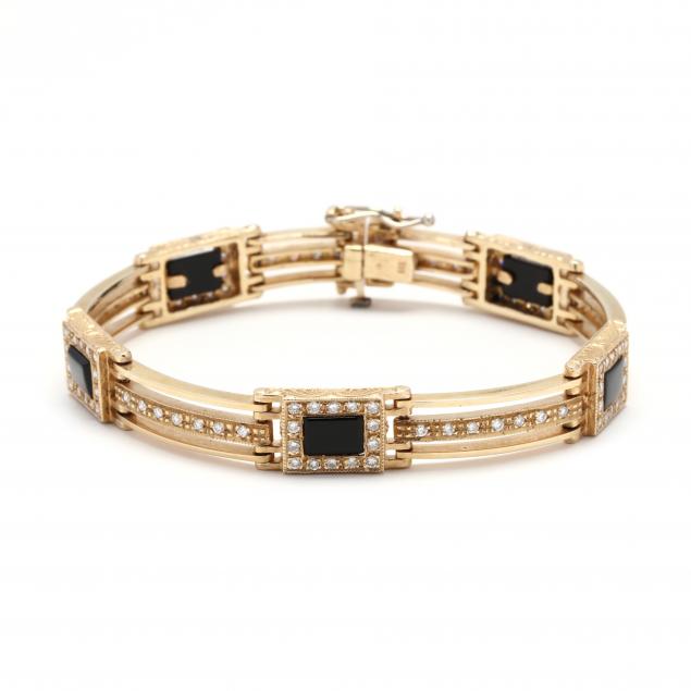 14KT Gold, Onyx, and Diamond Bracelet (Lot 1051 - Estate Jewelry ...