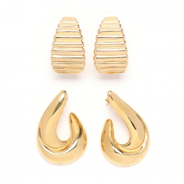 two-pairs-of-14kt-gold-earrings