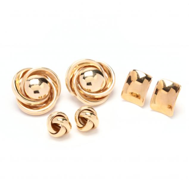 three-pairs-of-14kt-gold-earrings