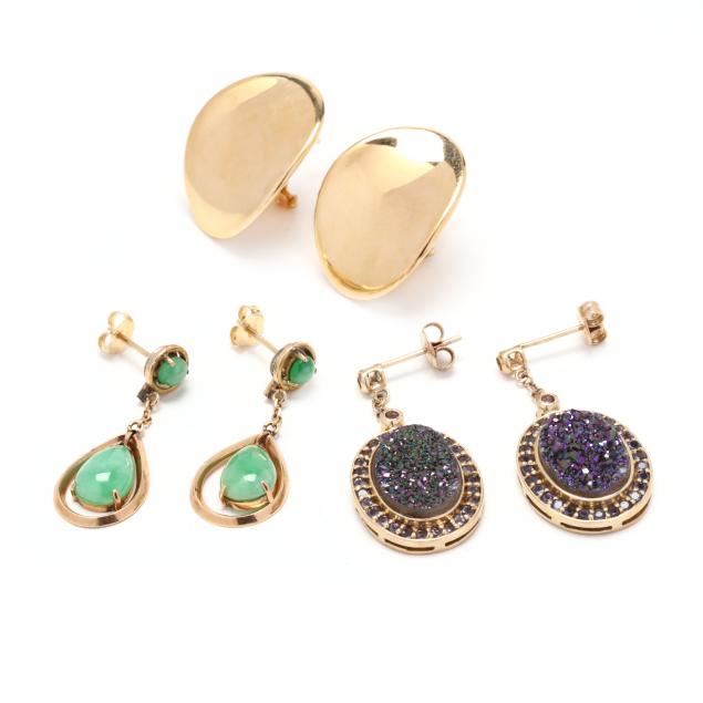 three-pairs-of-gold-earrings