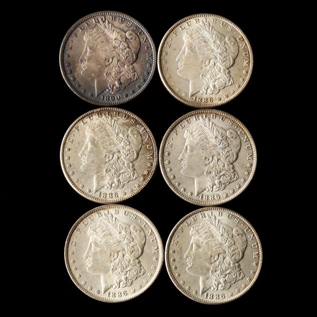 six-attractive-morgan-silver-dollars