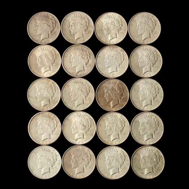 twenty-1922-dated-peace-silver-dollars