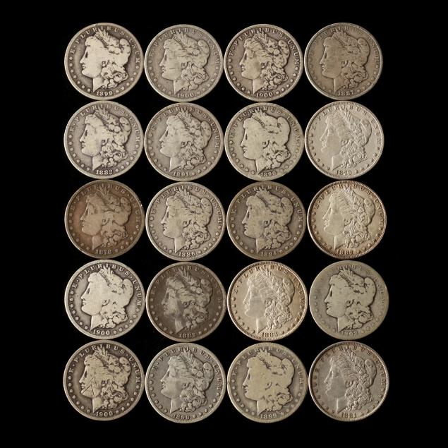 twenty-circulated-morgan-silver-dollars