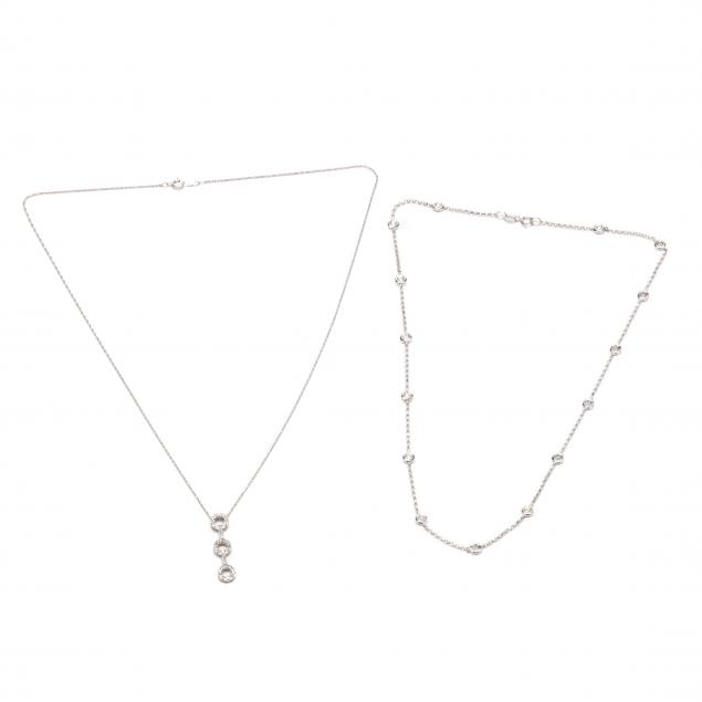 two-white-gold-and-diamond-necklaces