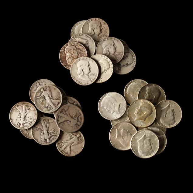 25-90-silver-halves-and-three-40-silver-halves