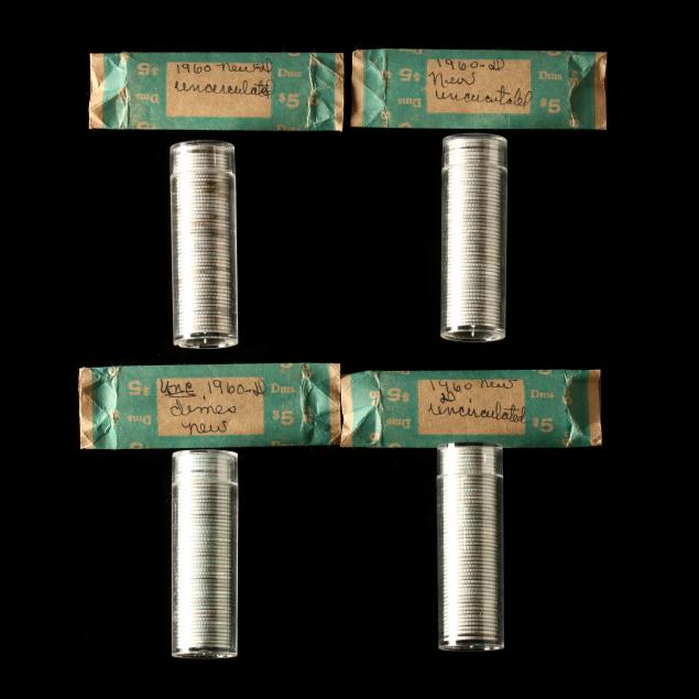 four-rolls-of-bu-1960-d-silver-roosevelt-dimes
