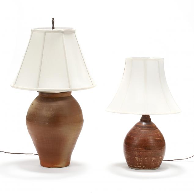 two-north-carolina-mid-century-pottery-table-lamps