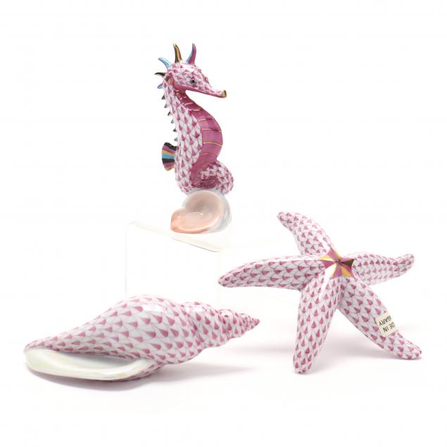 three-herend-porcelain-creatures-of-the-sea