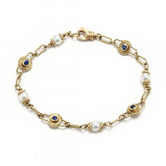 18kt-gold-pearl-and-sapphire-bracelet-italy
