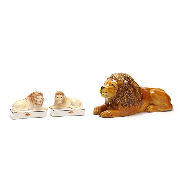 three-pottery-recumbent-lions