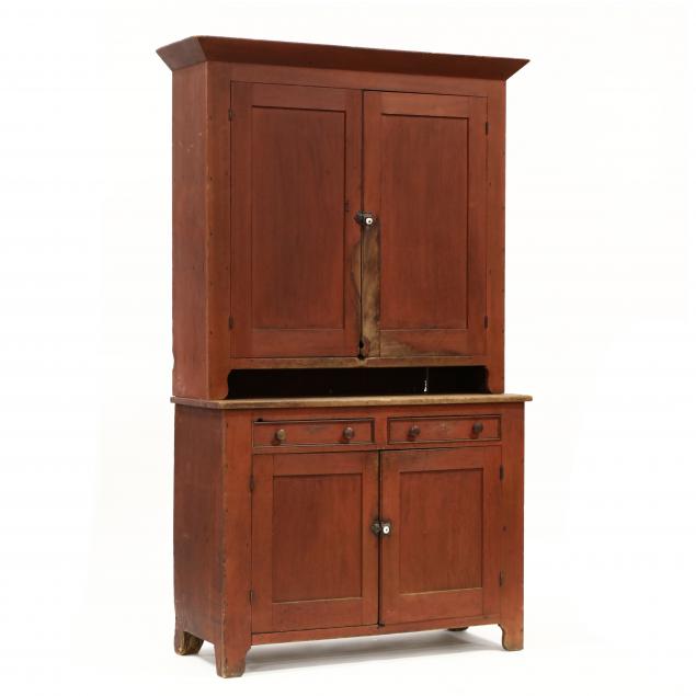 an-american-antique-red-washed-step-back-cupboard