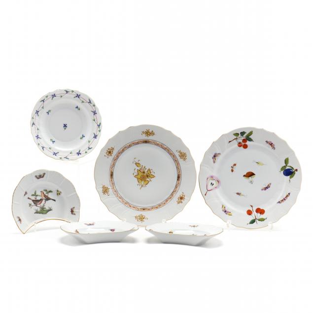 six-herend-porcelain-tableware-items