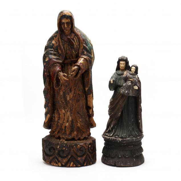 two-antique-santos-figures