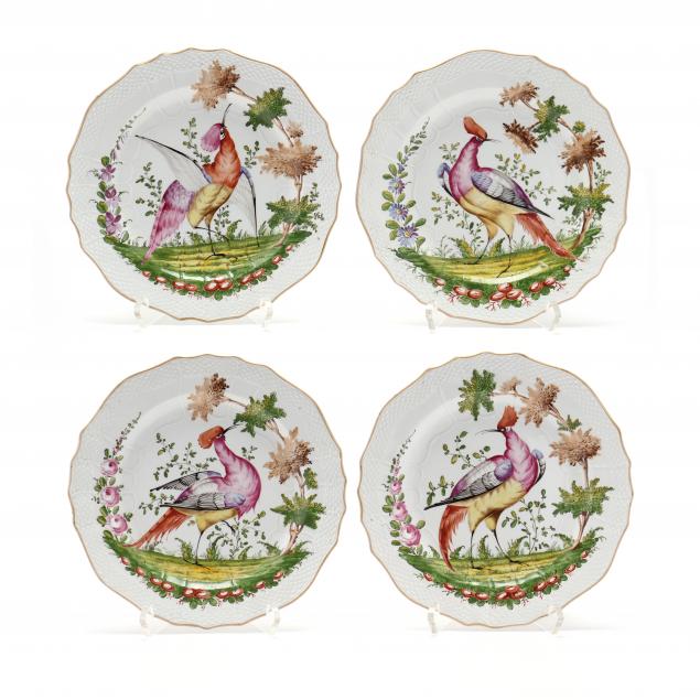 four-chelsea-exotic-bird-porcelain-plates