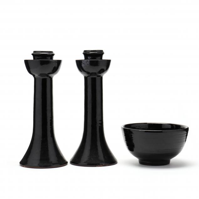 nc-pottery-ben-owen-master-potter-mirror-black-three-pieces
