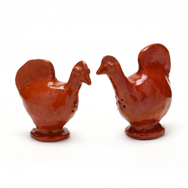 nc-pottery-two-chicken-figures-mary-jane-owen