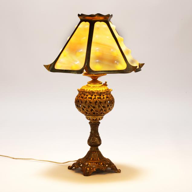 bradley-hubbard-unusual-slag-glass-and-brass-table-lamp