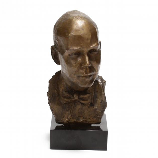 large-vintage-bronze-bust-of-a-man-with-a-bow-tie