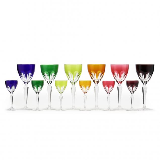 twelve-multi-colored-cut-to-clear-glass-stems