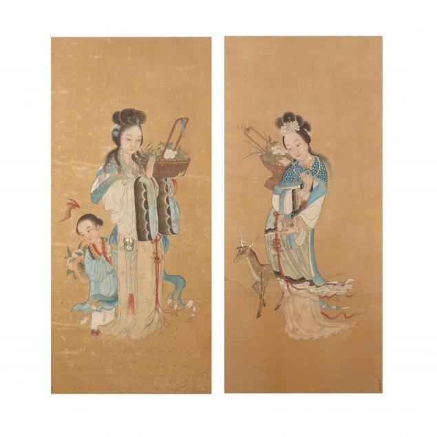 a-pair-of-chinese-paintings-of-the-goddess-magu