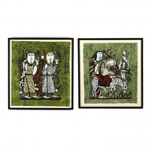 sadao-watanabe-japanese-1913-1996-two-green-stencil-prints