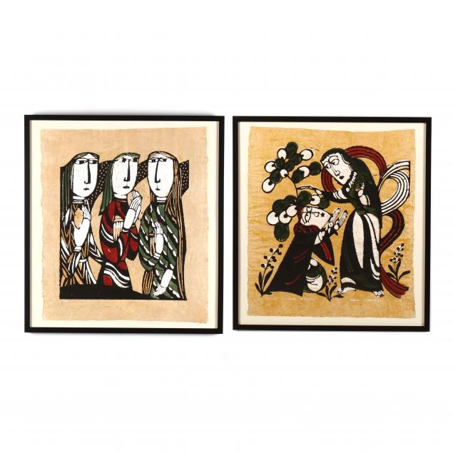sadao-watanabe-japanese-1913-1996-two-yellow-stencil-prints
