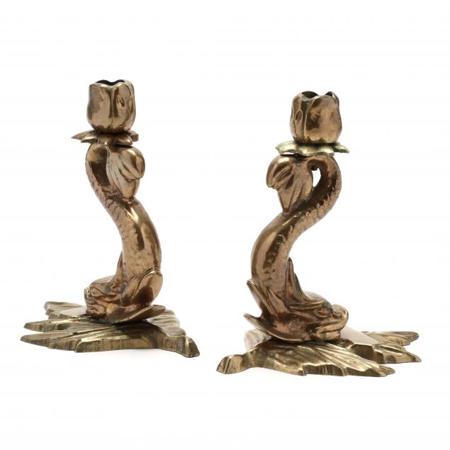 pair-of-brass-dolphin-candlesticks