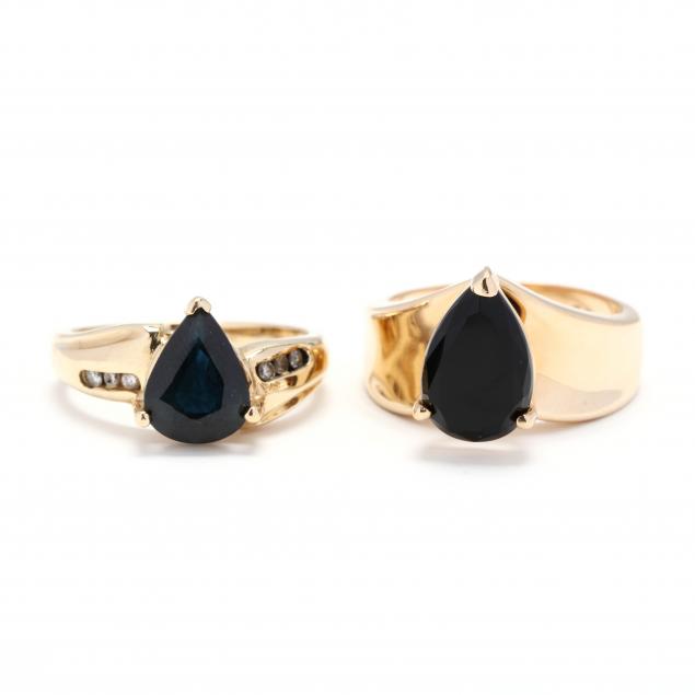 two-14kt-gold-and-gem-set-rings