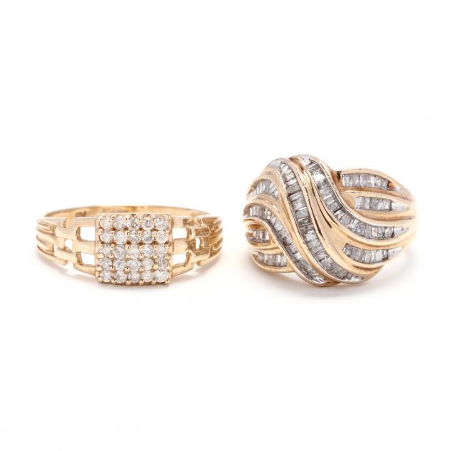 two-10kt-gold-and-diamond-rings