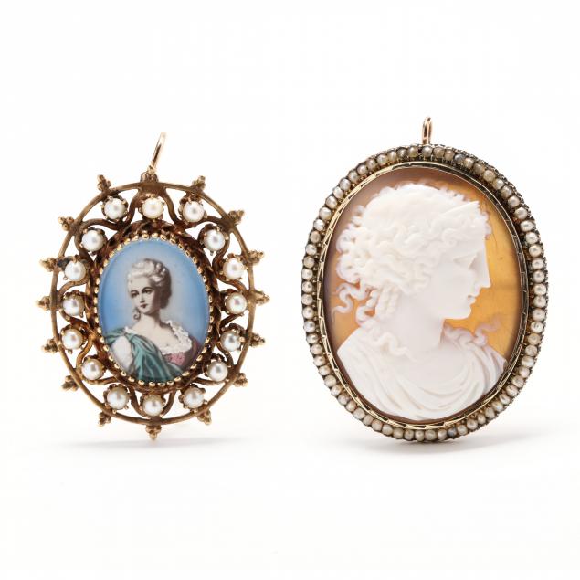 two-gold-brooches-pendants